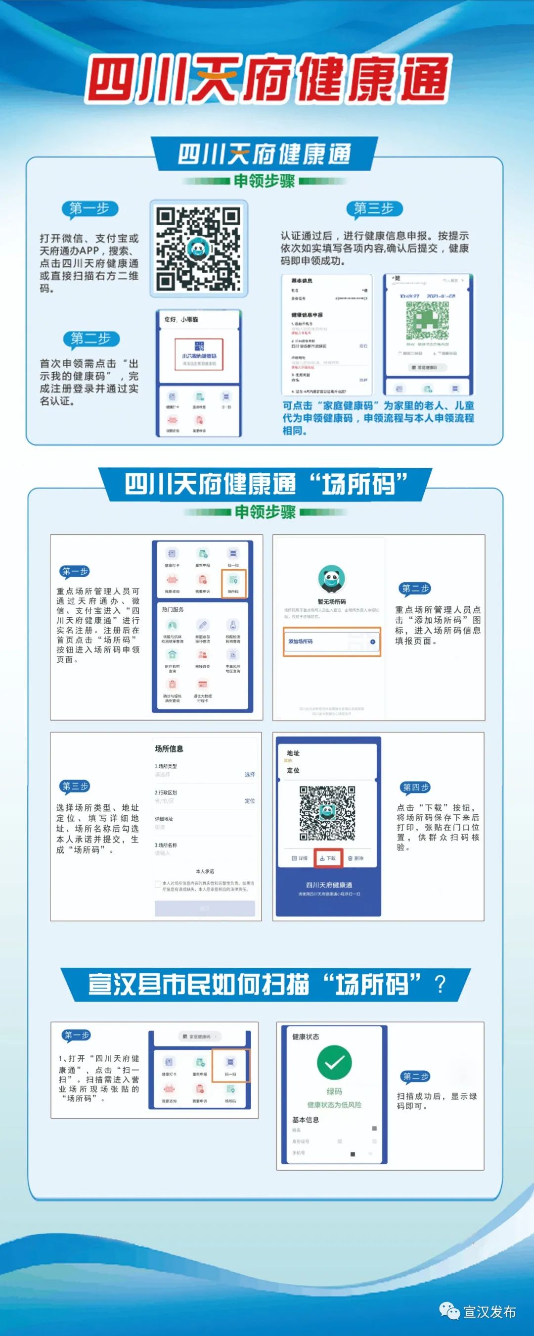 宣汉人再次提醒进入这些场所必须申领健康码场所码附流程